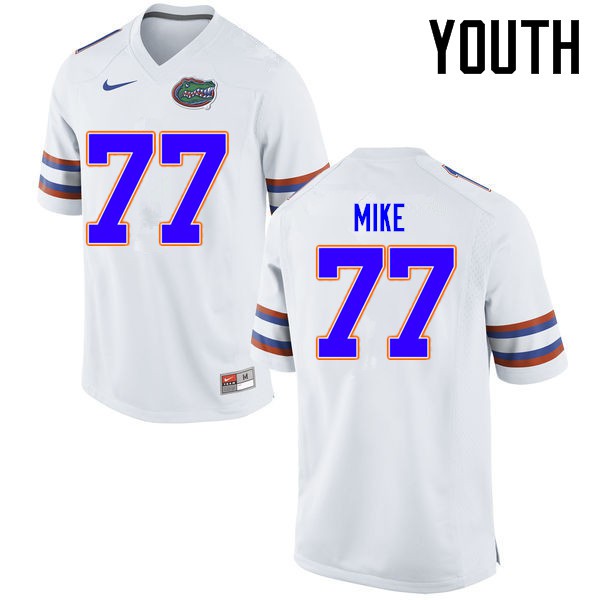 Florida Gators Youth #77 Andrew Mike College Football Jersey White